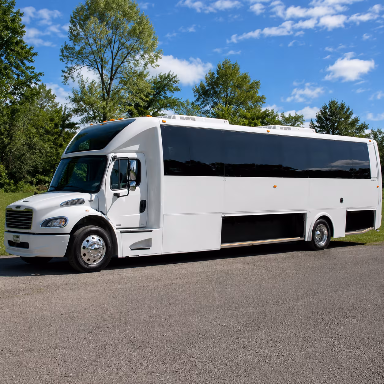 Syracuse Wedding Transportation party bus exterior