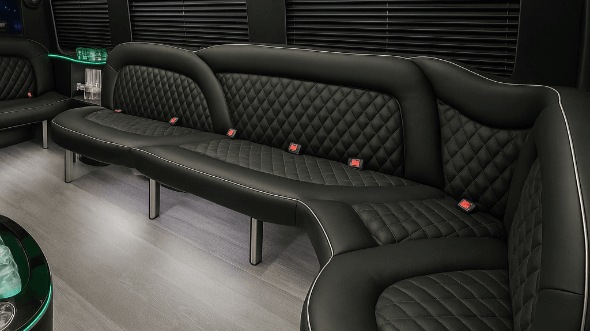 Interior of Charter Bus Company Albany's 14 Passenger Sprinter Limousine in Albany