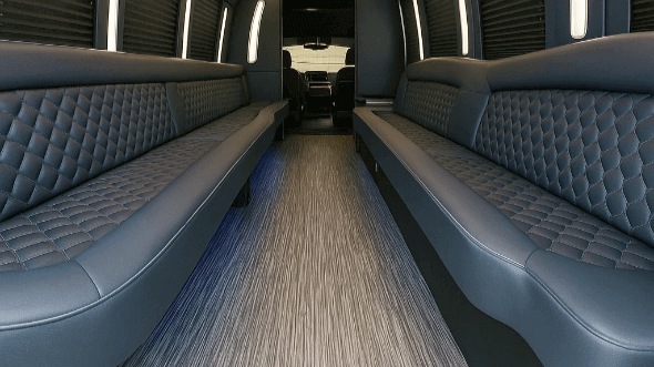 Interior of Charter Bus Company Rochester's 25 Passenger Party Bus in Rochester