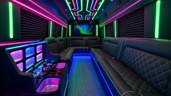 Interior of Syracuse Party Bus Company's 25 Passenger Party Bus in Syracuse