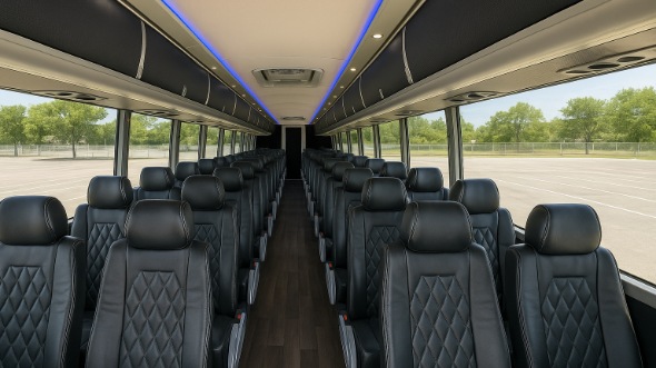 Interior of Charter Bus Company Syracuse's 44 Passenger Charter Bus in Syracuse