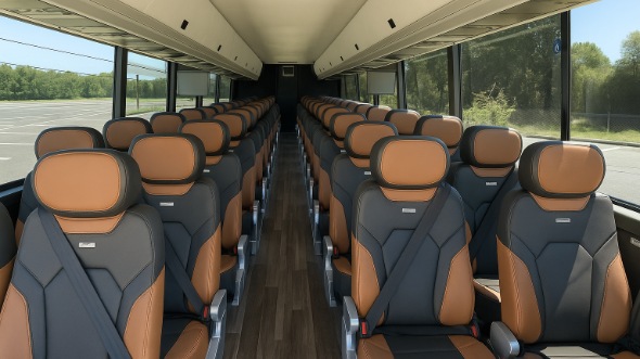 Interior of Charter Bus Company Syracuse's 47 Passenger Charter Bus in Syracuse