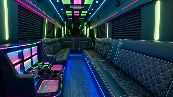 Interior of Charter Bus Company Utica's 50 Passenger Party Bus in Utica