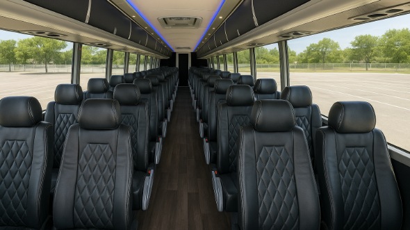Interior of Charter Bus Company Syracuse's 54 Passenger Charter Bus in Syracuse
