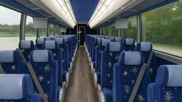 Interior of Charter Bus Company Syracuse's 55 Passenger Charter Bus in Syracuse