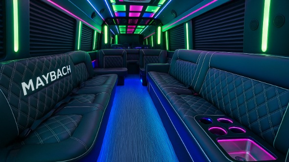 syracuse 28 passenger party bus inside