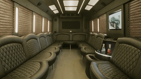 syracuse 30 passenger party bus interior